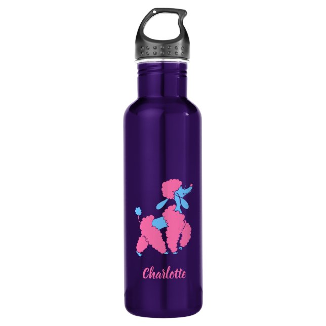 Pink and Blue Poodle 710 Ml Water Bottle (Front)