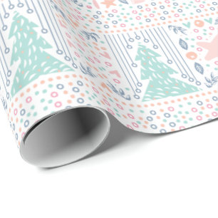 Pink and Blue Pretty Christmas Gift Wrapping Paper