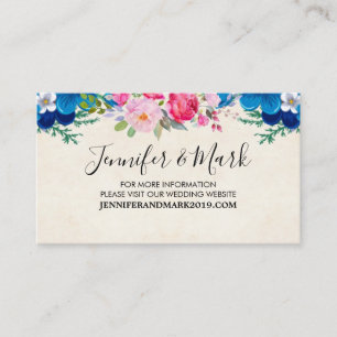 Pink and Blue Prety Flower Border Wedding Website Business Card