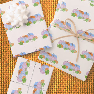 Pink and Blue pumpkin gender reveal gift wrap