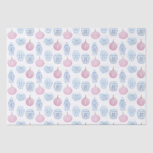 Pink And Blue Pumpkins and Ginger Jars Preppy Tissue Paper