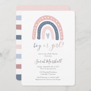 Pink and Blue Rainbow Boy or Girl Baby Shower Invitation