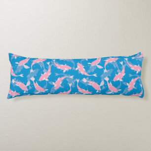 Pink And Blue Repeating Motif   Koi Fish Pattern Body Cushion
