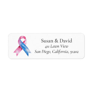 Pink and Blue Ribbon Awareness Support & Cause Return Address Label