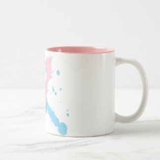 Pink and Blue Ribbon splash with footprints Two-Tone Coffee Mug