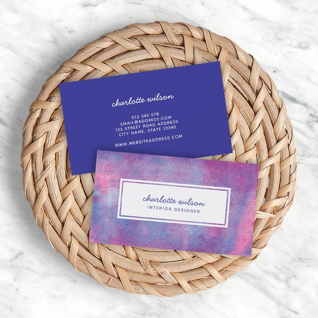 Pink and Blue Rolled Ink Modern Business Card (Creator Uploaded)