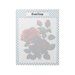 Pink and Blue Roses Brain Dump Notepad
