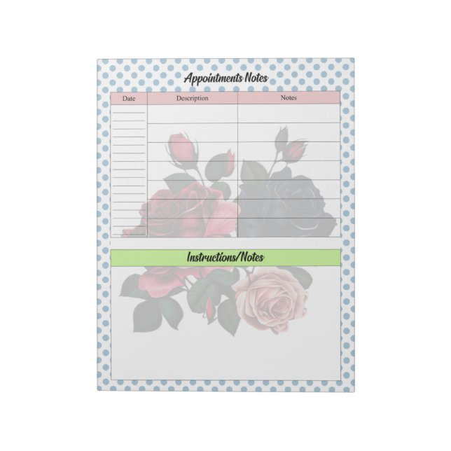 Pink and Blue Roses Notes (Rotated)