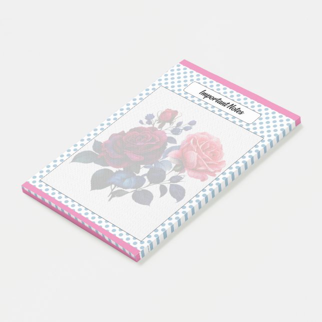  Pink and Blue Roses Notes (Angled)