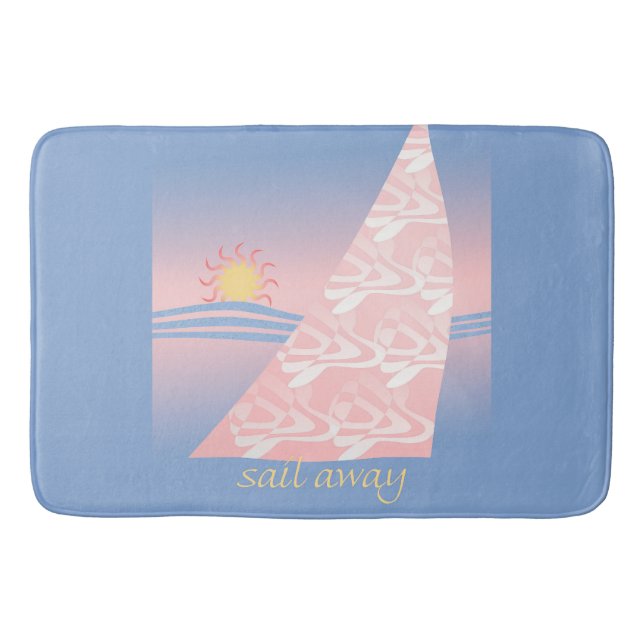 Pink and Blue Sail Away Bath Mat (Front)