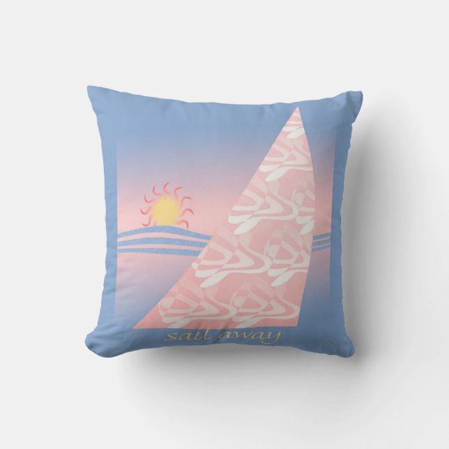 Pink and Blue Sail Away Cushion (Front)