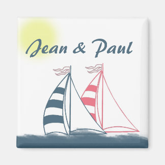 Pink and blue sailboats magnet