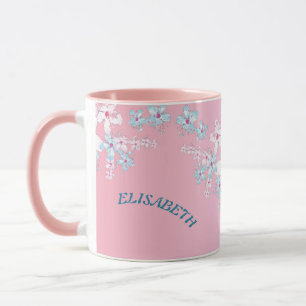 Pink and blue sakura japanese cherry blossom mug
