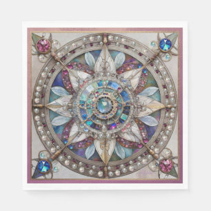 Pink and Blue Sapphires Diamonds Pearls Mandala Napkin
