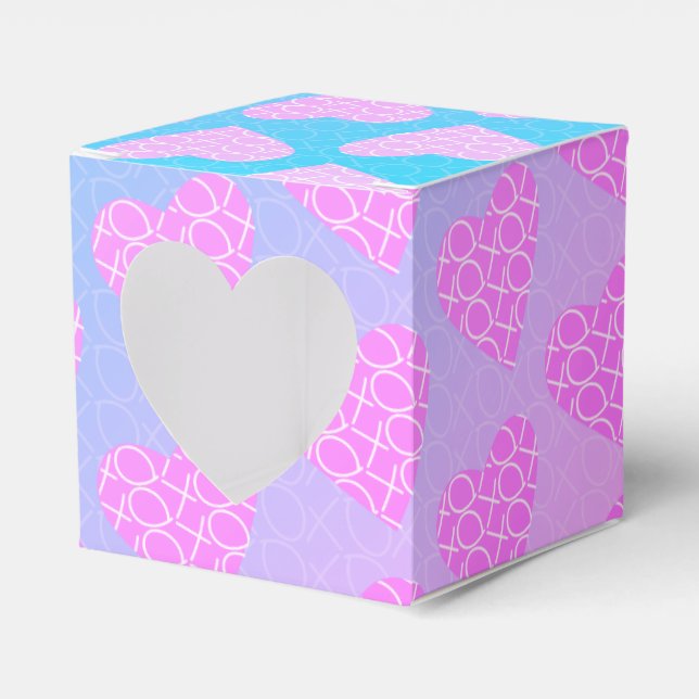 Pink and Blue Scribble Hearts Valentines Day    Favour Box (Front Side)