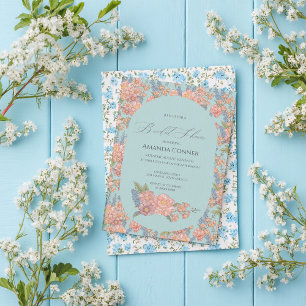 Pink and blue shabby chic Bridal Shower Invitation