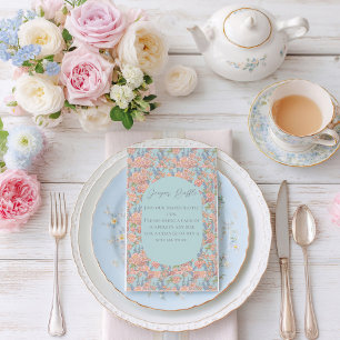 Pink and blue shabby chic florals Baby Shower Enclosure Card