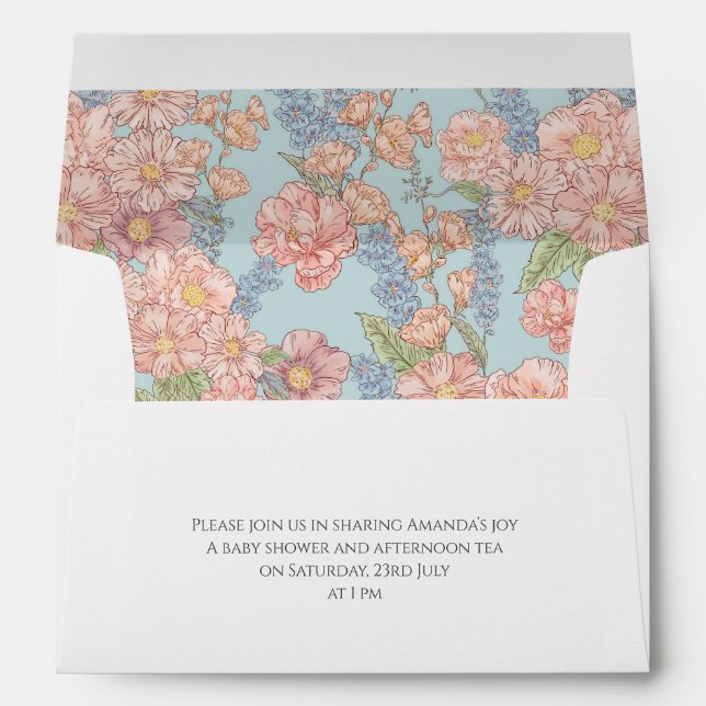 Pink and blue shabby chic florals envelope (Back (Bottom))