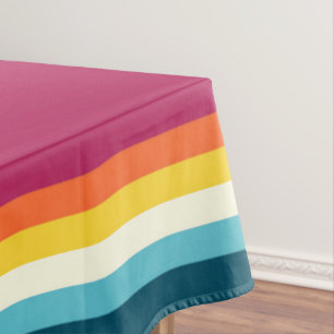 Pink and Blue Shades Stripe Tablecloth