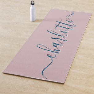 Pink and Blue  Simple Stylish monogram  Yoga Mat