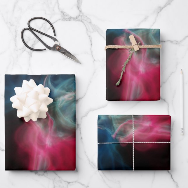 pink and blue smoke abstract wrapping paper sheet (Front)