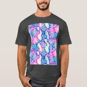 Pink and Blue Snake Skin Print Graphic T-Shirt