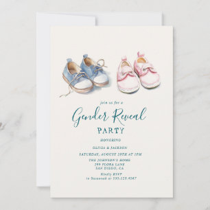 Pink and Blue sneakers Gender Reveal Party Invitation