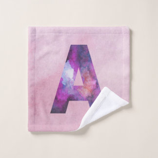 Pink and Blue Space Galaxy Letter A Wash Cloth