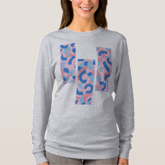Pink and Blue Split Doodle Pattern T-Shirt