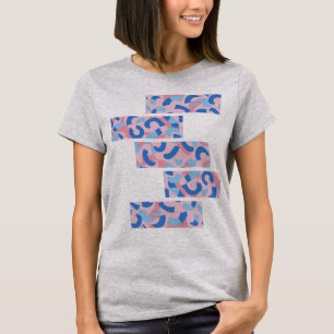 Pink and Blue Split Doodle Pattern T-Shirt