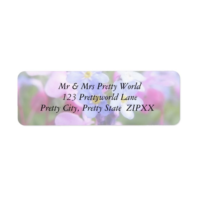 Pink And Blue Spring Flowers Return Address Label (Front)