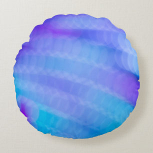 Pink and blue striped textile round cushion