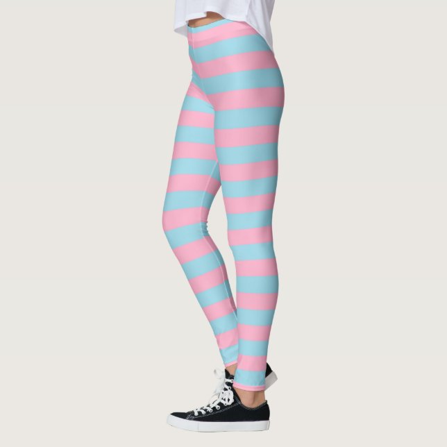 Pink and Blue Stripes Leggings (Left)