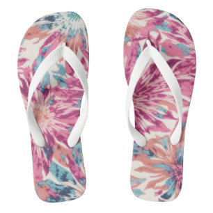 Pink And Blue Tie Dye Sunburst Thongs