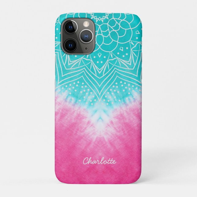 Pink and Blue Tie dye with Mandala Sway in Style Case-Mate iPhone Case (Back)