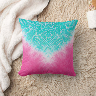 Pink and Blue Tie dye with Mandala Sway in Style Cushion