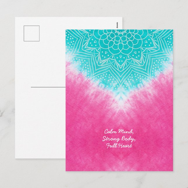 Pink and Blue Tie dye with Mandala Sway in Style Holiday Postcard (Front/Back)