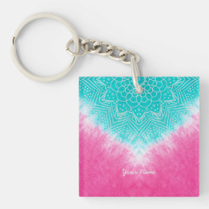 Pink and Blue Tie dye with Mandala Sway in Style Key Ring