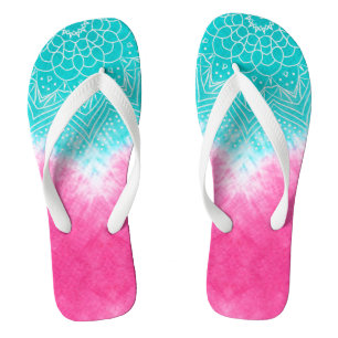 Pink and Blue Tie dye with Mandala Sway in Style Thongs