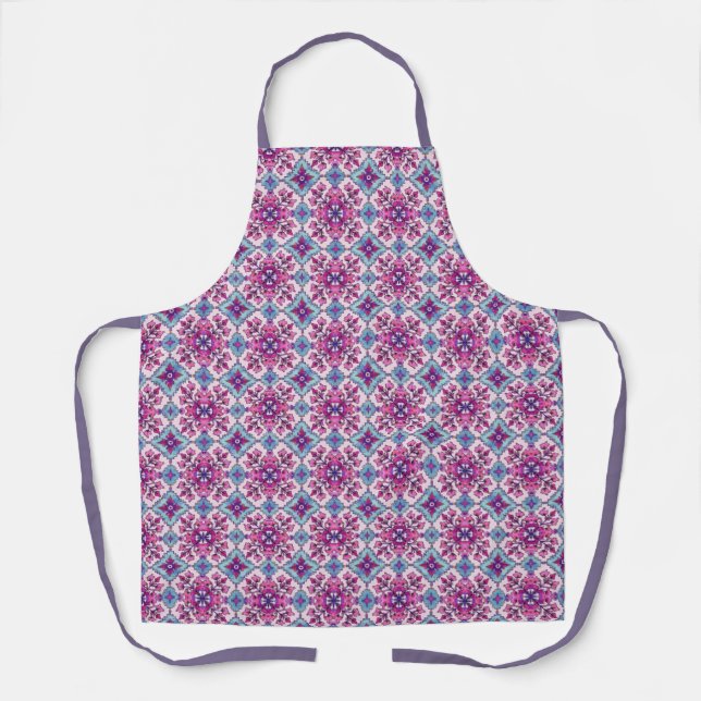 Pink and Blue Tile Design Apron (Front)