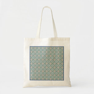 Pink and Blue Tile Pattern Tote Bag