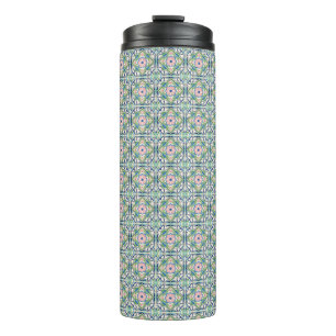 Pink and Blue Tile Thermal Tumbler