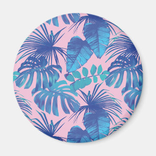 Pink and blue Tropical Foliage personalised Magnet