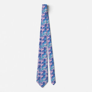 Pink and blue Tropical Foliage personalised Tie