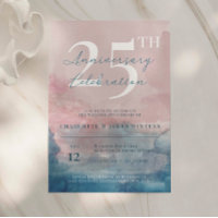 Pink and Blue watercolor 25th anniversary
