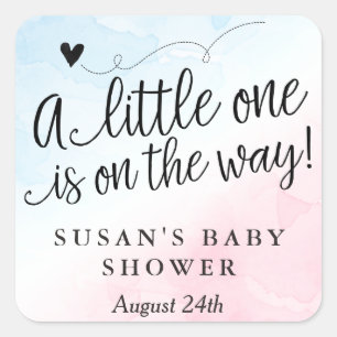 Pink and Blue Watercolor Baby Shower Thank You Tag