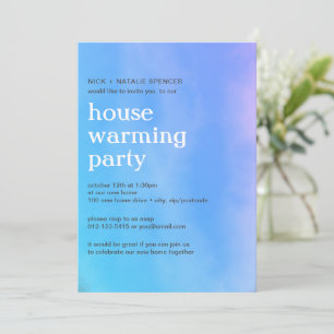 Pink and blue watercolor House warming party Invit Invitation