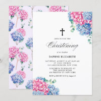 Pink and Blue Watercolor Hydrangeas Christening