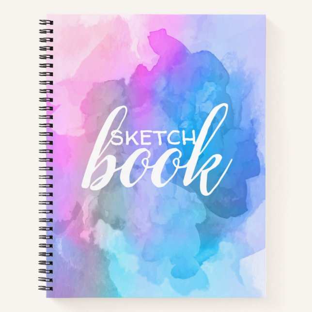 Pink and Blue Watercolor Sketch Book (Front)