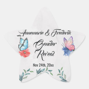 Pink and Blue Watercolour Star Sticker